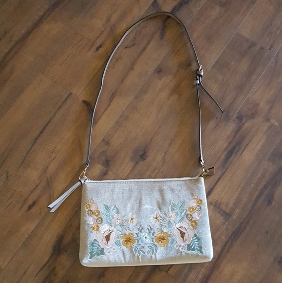 Urban Boutique Taupe Embroidered Floral and Velvet Crossbody‎ - Picture 3 of 7